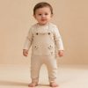 7126 cream Baby Boys Two Piece "LITTLE ME" Pocket Dungarees Set (9-24M)