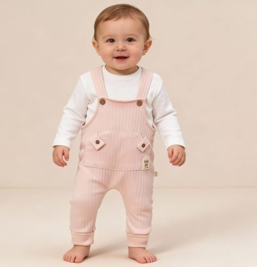 Baby Girls Two Piece "LITTLE ME" Dungarees Set (9-24M)