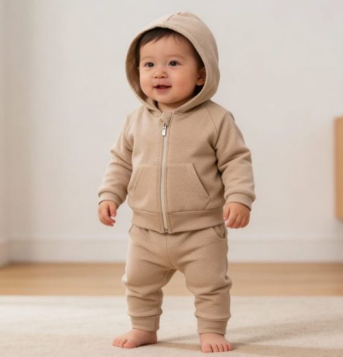 Baby Boys Two Piece Embossed Zip Hooded Tracksuit Outfit (9-24M)
