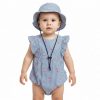 al11 Baby Girls Heart Print Stripe Cherry Romper with Hat (6-24M)