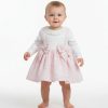 al12 Baby Girls Jacquard Polka Dot Bow Dress (3-12M)
