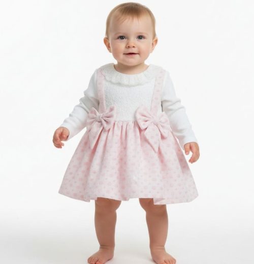 Baby Girls Jacquard Polka Dot Bow Dress (3-12M)