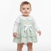 al13 Baby Girls Two Piece Jacquard Layered Embossed Dress Set (3-12M)