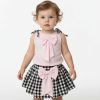 al17 Baby Girls Two Piece Check Bow Skirt Set (9-24M)