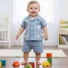b1 blue Baby Boys Two Piece Safari Print Shirt & Shorts Set (6-24M)