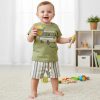 b2 green Baby Boys Two Piece Caravan T-Shirt & Stripe Shorts Set (6-24M)