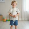 b3 blue Boys Two Piece Check Shirt & Shorts Set (3-6Y)