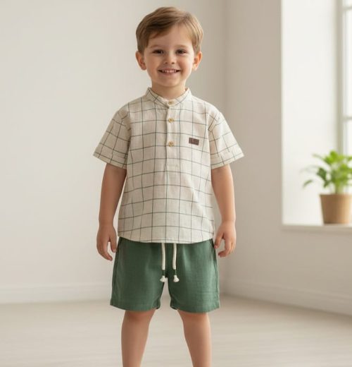 Boys Two Piece Check Shirt & Shorts Set (3-6Y)