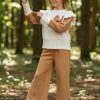 bow beige Girls Two Piece Embossed Bow Lounge Wear Set (4-12Y)