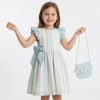 coco 3 Girls Stripe Frilly Sleeve Double Bow Cotton Dress with Purse (2-5Y)