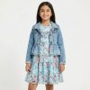 coco 5 Girls Layered Floral Print Chiffon Dress with Denim Jacket (6-9Y)
