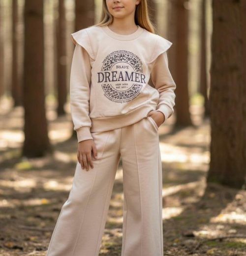 Girls Two Piece "DREAMER" Diamante Lounge Wear Set (4-12Y)