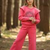 dreamer fuschia Girls Two Piece "DREAMER" Diamante Lounge Wear Set (4-12Y)