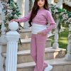 twin lilac Girls Three Piece Lounge Wear Set (4-12Y)