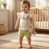 18614 green Baby Girls Two Piece Diamante Butterfly Short Set (6-24M)