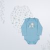 18760 BLUE2 Babies Pack of 2 Giraffe Print Body Suits (3-18M)