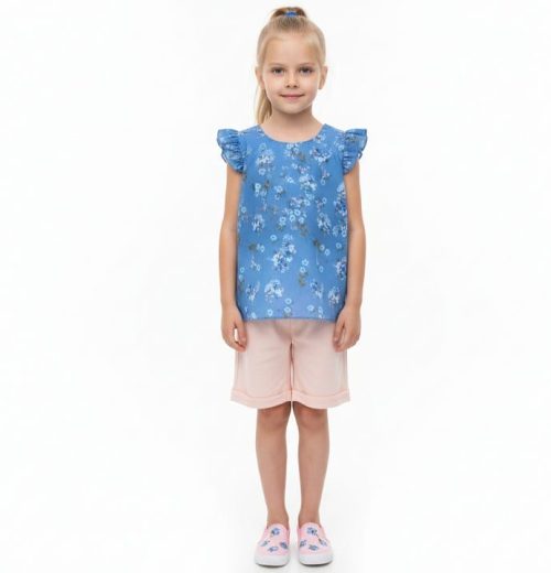 Girls Two Piece Floral Top & Shorts Set (6-9Y)