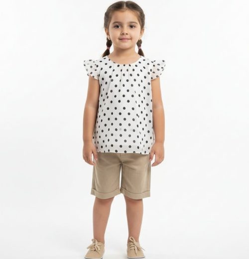 Girls Two Piece Polka Dot Top & Shorts Set (2-5Y)