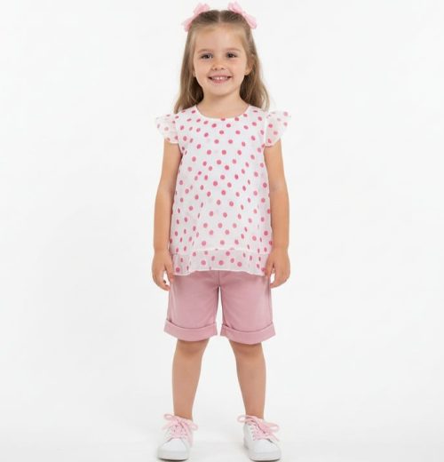 Girls Two Piece Polka Dot Top & Shorts Set (2-5Y)