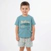 authentic blue Boys Two Piece Embroidered "Authentic" T-Shirt & Striped Shorts Set (3-6Y)