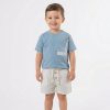 pocket blue Boys Two Piece Pocket T-Shirt & Striped Shorts Set (3-6Y)