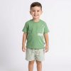 pocket green Boys Two Piece Pocket T-Shirt & Striped Shorts Set (3-6Y)