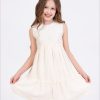 wizzy 4 white Girls Layered Embroidered Cut Out Effect Cotton Dress (2-9Y)