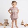 by3 pink Baby Girls Two Piece Lace Trim Crinkle Short Set (9-24M)