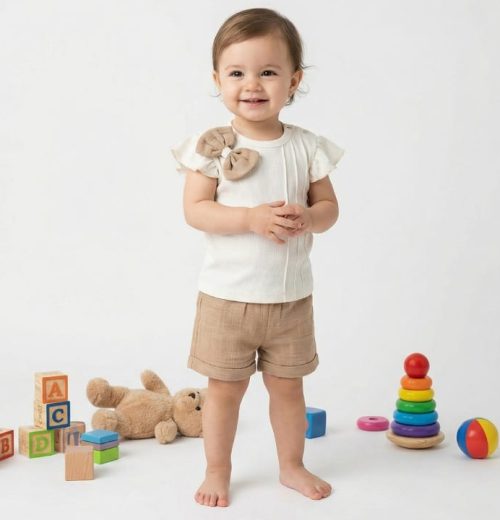 Baby Girls Two Piece Bow Short Set (9-24M)