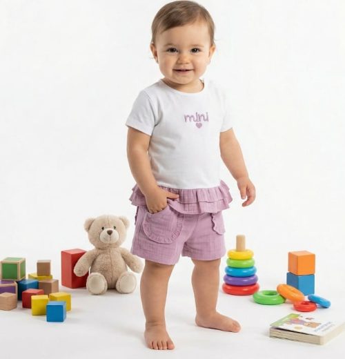 Baby Girls Two Piece Embroidered Frilly Top & Shorts Set (6-36M)