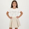 ch8 beige Girls Two Piece Diamante Bow Top & Diamante Skirt Set (4-12Y)