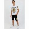 icon2 white Boys Diamond Club Tiger Print T-Shirt & Shorts Set (4-14Y)