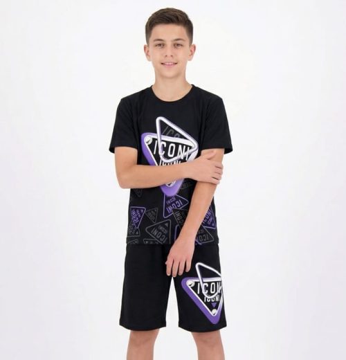 Boys iconi Multi Print T-Shirt & Shorts Set (4-14Y)