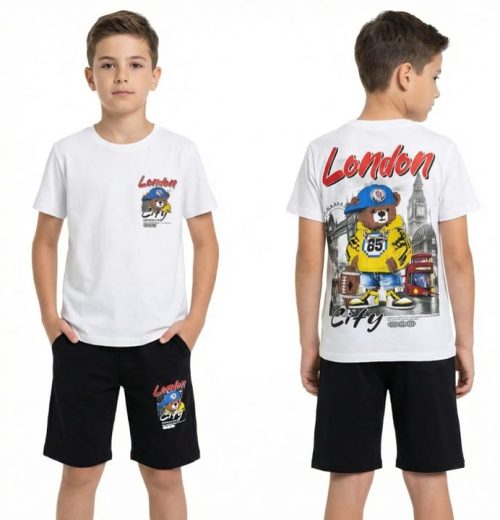 Boys London Bear T-Shirt & Shorts Set (4-14Y)