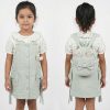 sel3 green Girls Two Piece Flower Print Shirt & Pearl Button Dress with Back Pack (3-6Y)