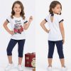 21213 blue Girls Polka Dot Diamante Car Print Legging Set (3-6Y)
