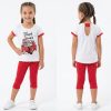 21213 red Girls Polka Dot Diamante Car Print Legging Set (3-6Y)