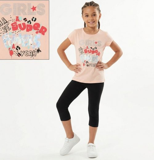 Girls "Super Powers" Diamante Legging Set (8-14Y)