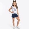 21268 blue Girls Polka Dot Glitter Print Short Set (8-14Y)