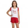 21268 red Girls Polka Dot Glitter Print Short Set (8-14Y)