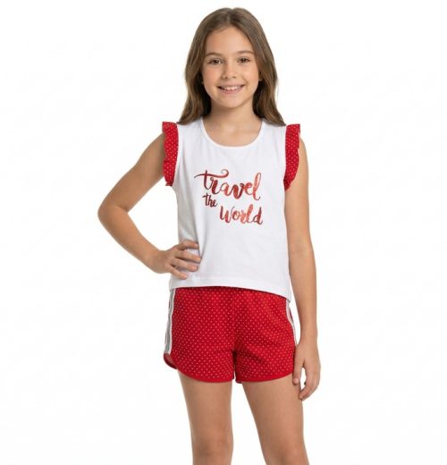 Girls Polka Dot Glitter Print Short Set (8-14Y)