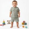 88515 GREEN Baby Boys Two Piece Buttoned Shirt & Shorts Set (3-18M)