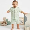 88515 LIME Baby Boys Two Piece Buttoned Shirt & Shorts Set (3-18M)
