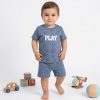 DON2 BLUE Baby Boys Two Piece "PLAY" Embossed Printed Short Set (9-24M)