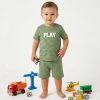 DON2 GREEN Baby Boys Two Piece "PLAY" Embossed Printed Short Set (9-24M)