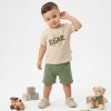 DON3 GREEN Baby Boys Two Piece "BEAR" Embossed Printed Short Set (9-24M)