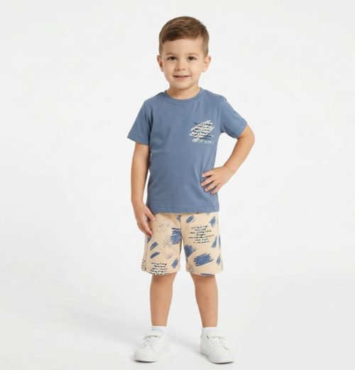 Boys Two Piece Graffiti Print T-Shirt & Shorts Set (2-6Y)