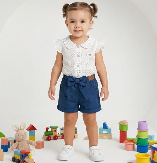 Baby Girls Polka Dot All in One Bow Play Suit (0-24M)