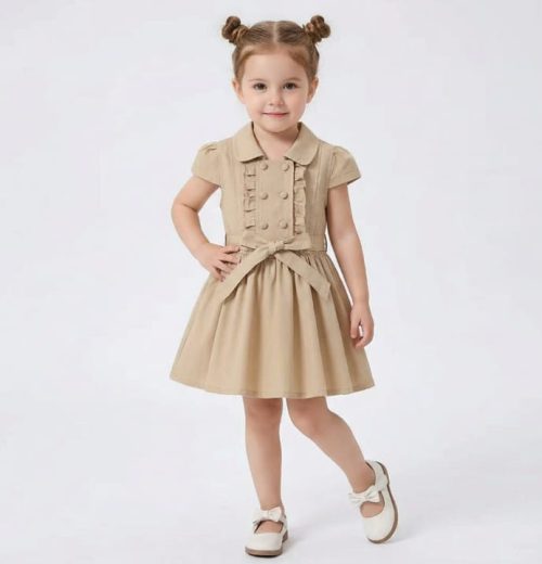 Baby Girls Frilly Buttoned Belt Dress (6M-4Y)