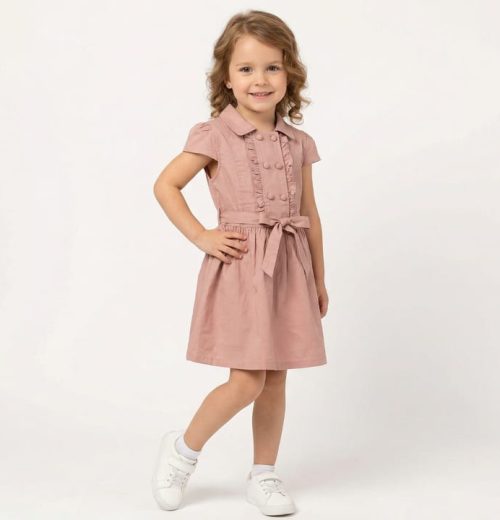 Baby Girls Frilly Buttoned Belt Dress (6M-4Y)